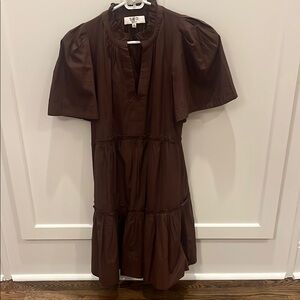 Sea New York Chocolate Puff Sleeve Midi Dress